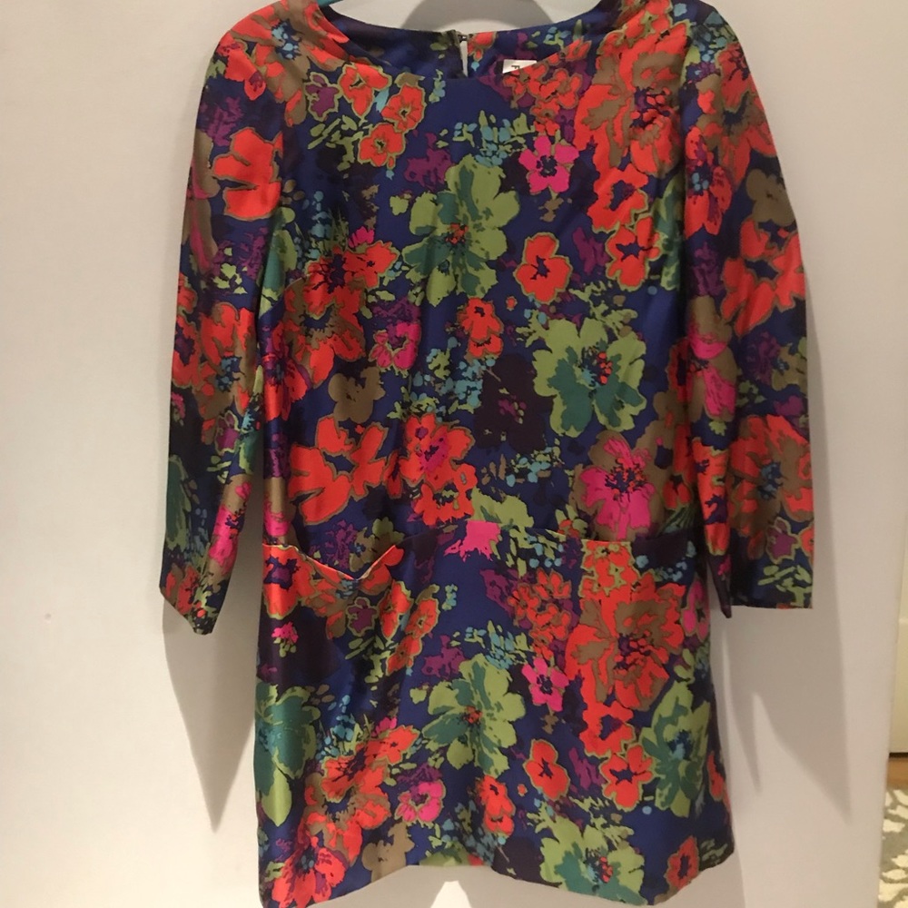 J crew silk floral dress with pockets
